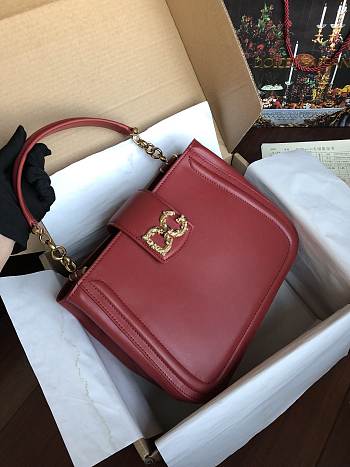 Dolce & Gabbana Small Red Calfskin DG Amore Bag