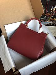 DG dauphine leather Sicily bag in red 25cm - 5