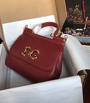 DG dauphine leather Sicily bag in red 25cm - 4