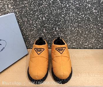 Prada padded nylon orange short boot