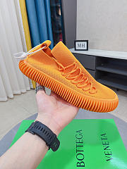 Bottega Veneta Men Orange Knitted Lace-Up Sneakers - 6