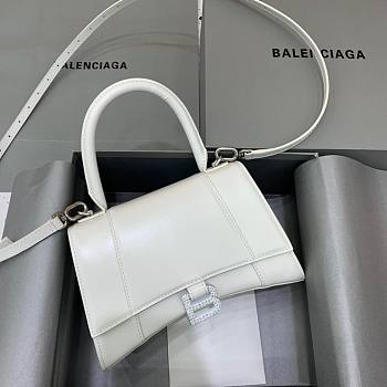 Balenciaga Hourglass Small White - Crystal Logo Bag