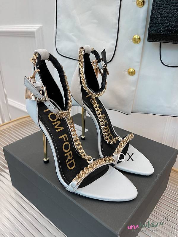 Tom Ford Padlock Chain White patent heels  - 1