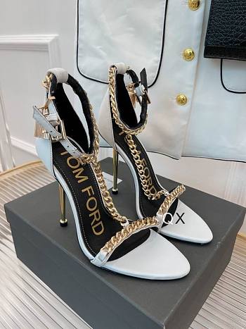 Tom Ford Padlock Chain White patent heels 