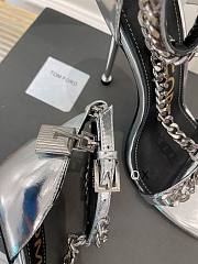 Tom Ford Padlock Chain Silver heels - 5