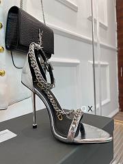 Tom Ford Padlock Chain Silver heels - 3