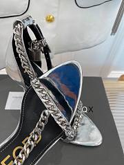 Tom Ford Padlock Chain Silver heels - 4