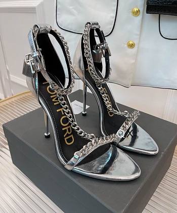 Tom Ford Padlock Chain Silver heels