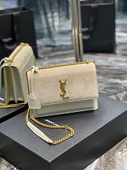 YSL Sunset White Velvet Leather Shoulder Bag - 1