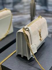 YSL Sunset White Velvet Leather Shoulder Bag - 3