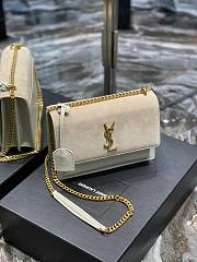 YSL Sunset White Velvet Leather Shoulder Bag - 6