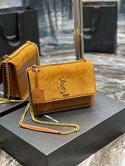 YSL Sunset Brown Velvet Leather Shoulder Bag - 1