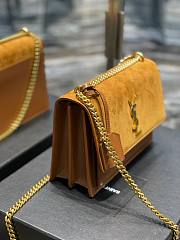 YSL Sunset Brown Velvet Leather Shoulder Bag - 6