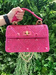 VALENTINO GARAVANI Crystal-embellished Roman stud pink shoulder bag - 1