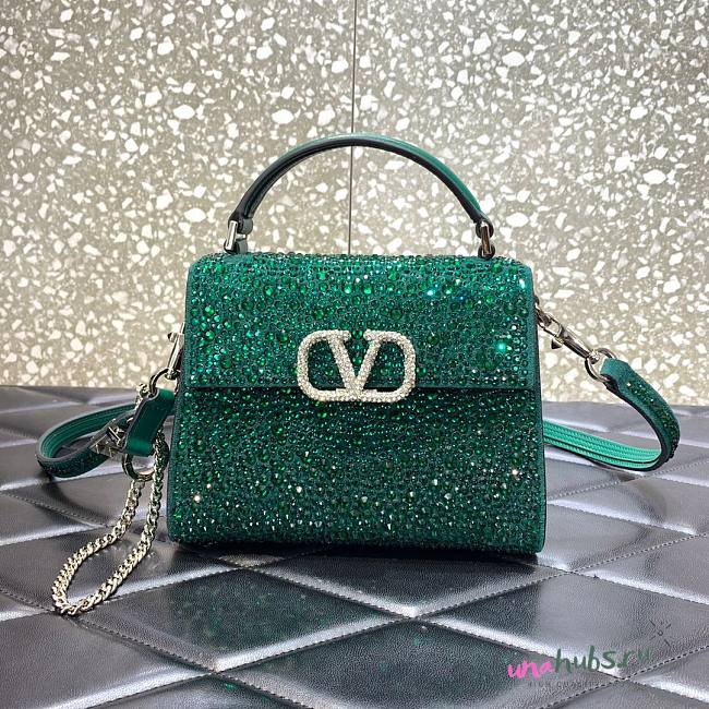 Valentino Vsling Krystal green hand bag - 1