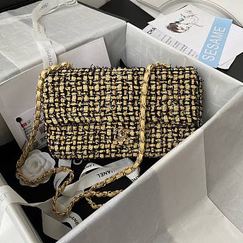 Chanel tweed classic yellow flap bag 25cm