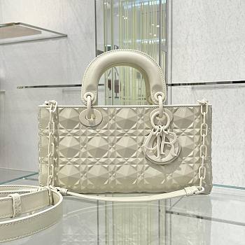 Dior lady D-joy Latte Diamond Motif White Bag