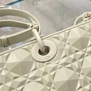 Dior lady D-joy Latte Diamond Motif White Bag - 4