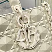 Dior lady D-joy Latte Diamond Motif White Bag - 5