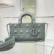 Dior lady D-joy Latte Diamond Motif Gray Bag - 1