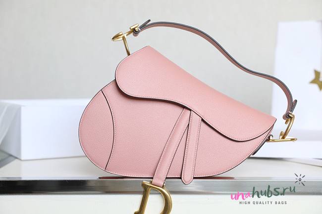 Dior Saddle Pink Leather Small 26cm Bag - 1