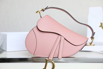 Dior Saddle Pink Leather Small 26cm Bag
