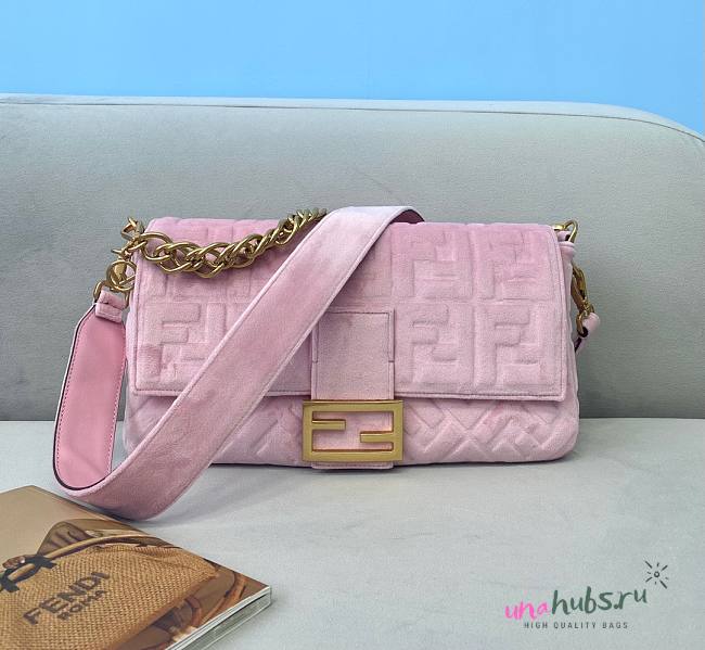 Fendi Baguette Light Pink Velvet 26cm Bag - 1