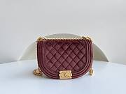 Chanel 22A Small Boy Messenger Red Velvet Bag - 1