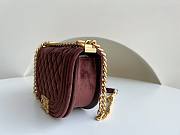 Chanel 22A Small Boy Messenger Red Velvet Bag - 5