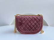 Chanel 22A Small Boy Messenger Red Velvet Bag - 4