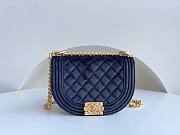 Chanel 22A Small Boy Messenger Blue Velvet Bag - 1
