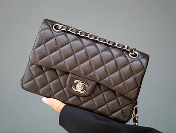 Chanel CF double flap lambskin brown leather 25cm bag