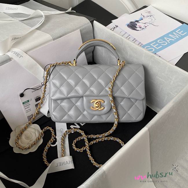 Chanel 22B Mini CF handle gray bag - 1