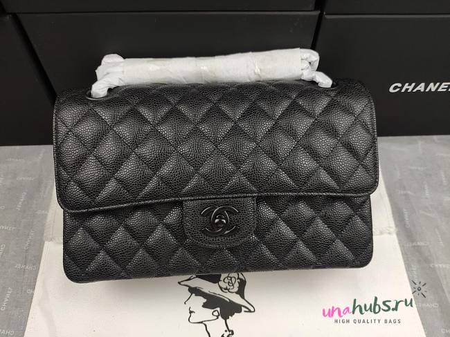 Chanel caviar all black medium size 25 flap bag  - 1