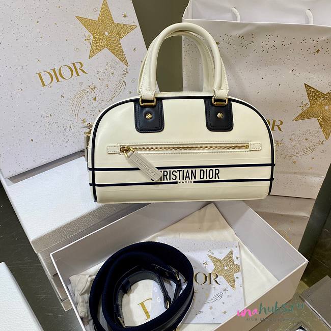 Dior Vibe Zippy Bowling White Smooth Calfskin Bag - 1