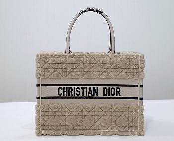 Dior Book Tote Beige Cannage Shearling 36cm