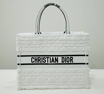 Dior Book Tote White Cannage Shearling 36cm