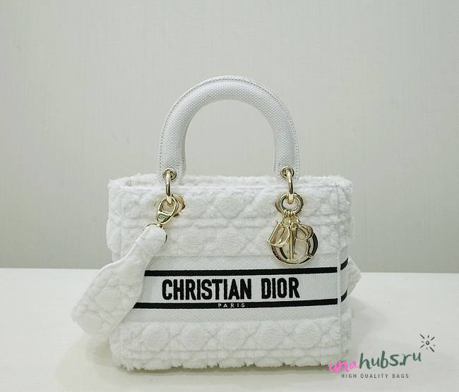 Dior medium Lady D-Lite White Shearling Bag - 1