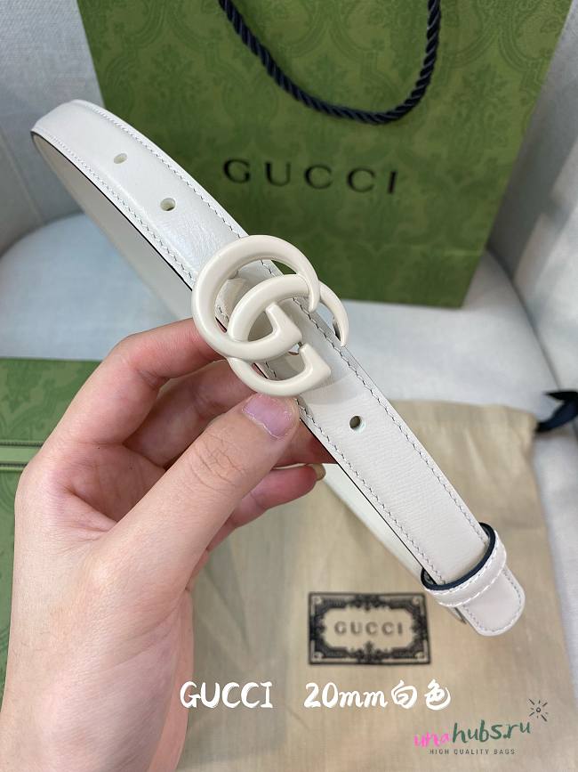 Gucci white 2cm belt - 1