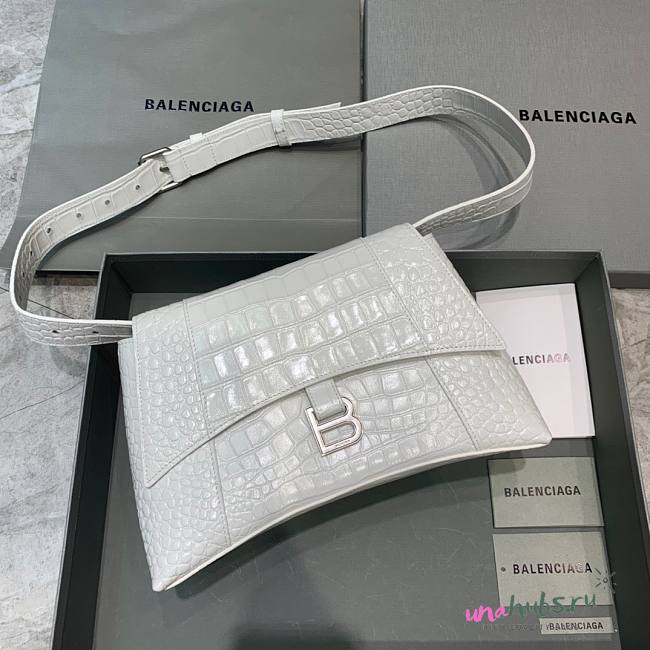 Balenciaga Downtown white crocodile shoulder bag  - 1