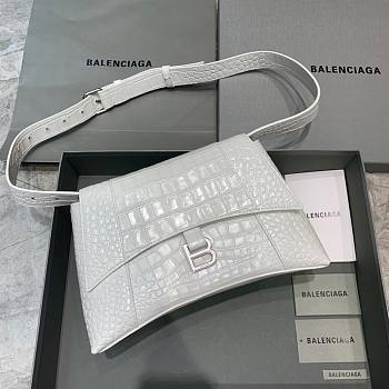 Balenciaga Downtown white crocodile shoulder bag 