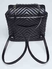 Chanel Chevron Lambskin Black Silver Hardware Large Backpack - 6