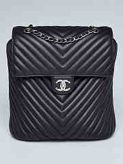 Chanel Chevron Lambskin Black Silver Hardware Large Backpack - 3