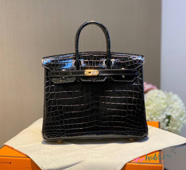 Hermes birkin black crocodile 25cm - 1