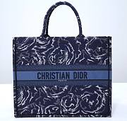 Dior Book Tote Blue Dior Roses Embroidery 41cm Bag - 1