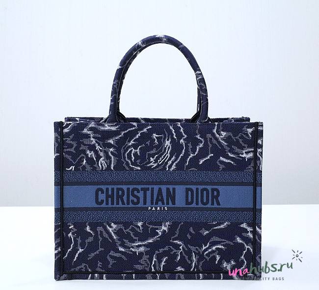 Dior Book To9te Blue Dior Roses Embroidery 36cm Bag - 1