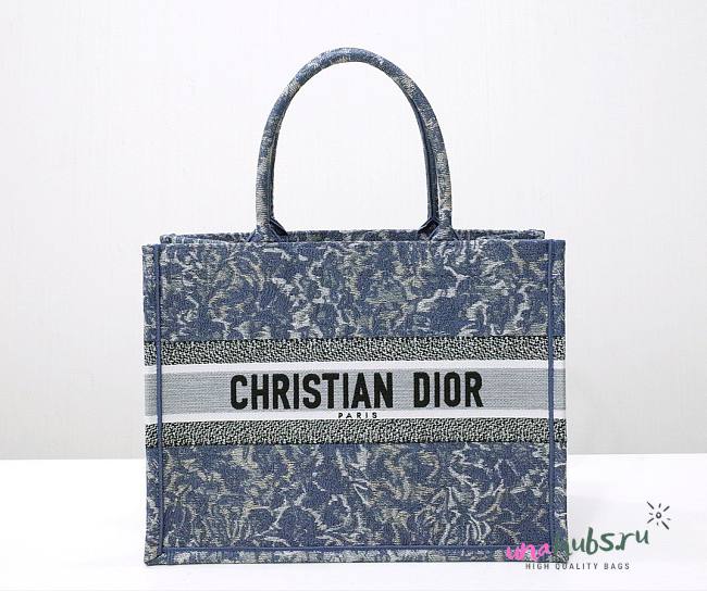 Dior Book Tote Embroidery Denim Effect 36cm Bag - 1