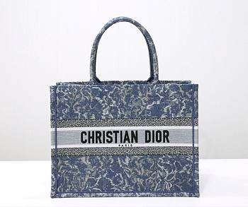 Dior Book Tote Embroidery Denim Effect 36cm Bag