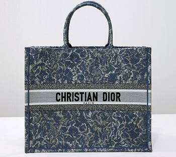 Dior Book Tote Embroidery Denim Effect 41cm Bag