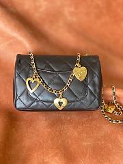 Chanel heart chain black lambskin bag - 2